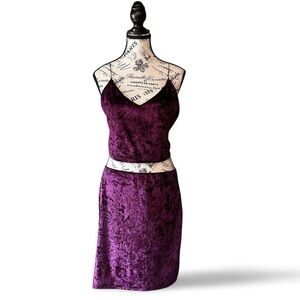 Dolls Kill One by one  Purple Velvet Skirt Set 1X